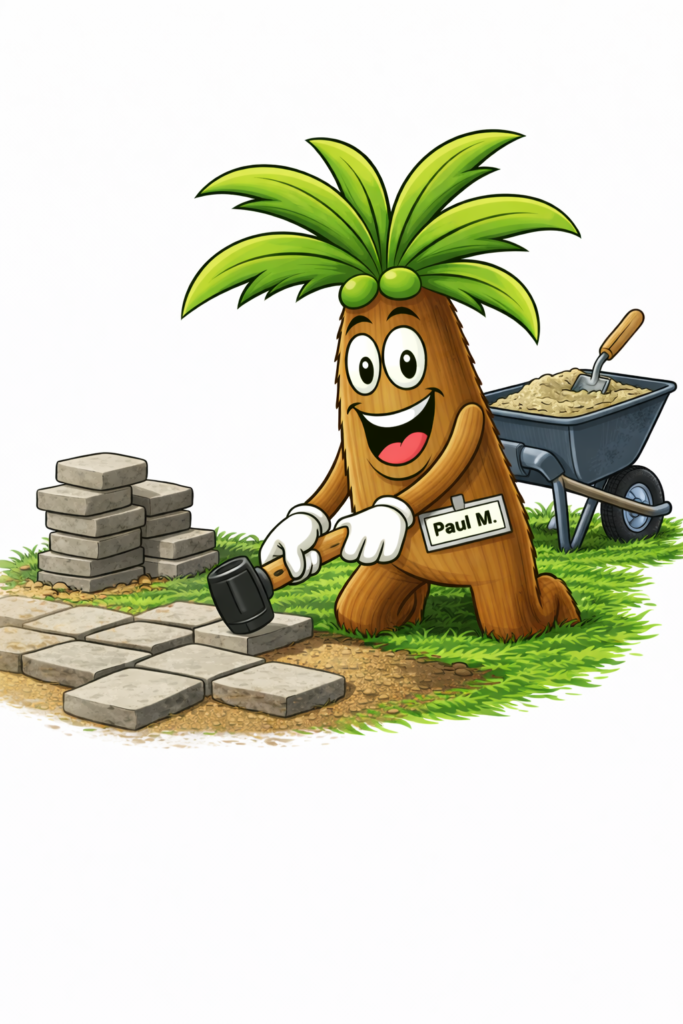 Paul M. installs a stone walkway